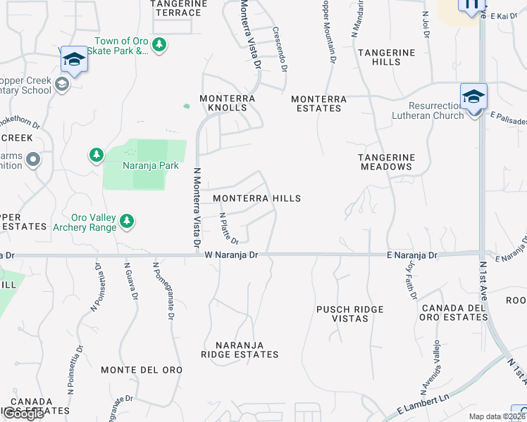 map of restaurants, bars, coffee shops, grocery stores, and more near 300 Ajax Peak Road in Tucson
