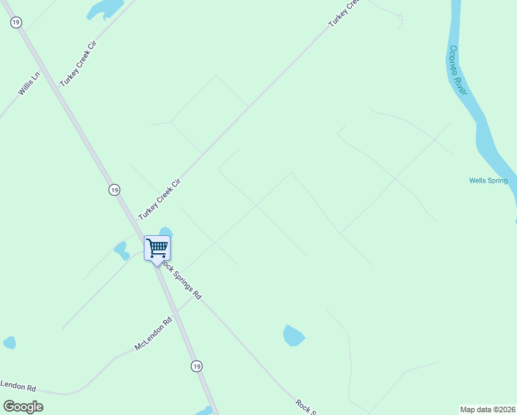 map of restaurants, bars, coffee shops, grocery stores, and more near Muskogee Trail in Laurens County