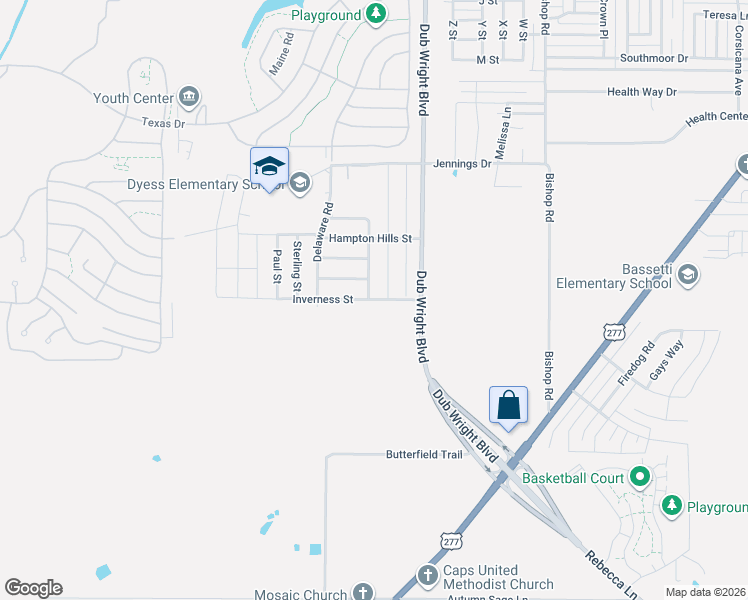 map of restaurants, bars, coffee shops, grocery stores, and more near 6609 Inverness Street in Abilene