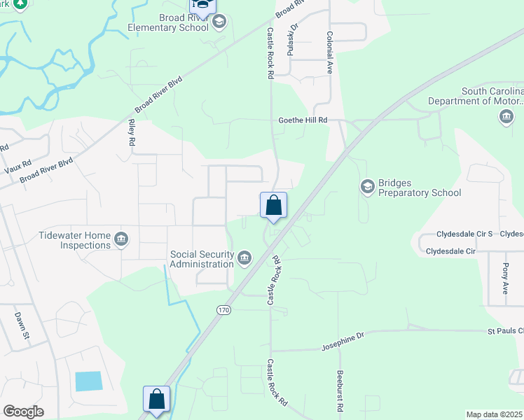 map of restaurants, bars, coffee shops, grocery stores, and more near 128 Castle Rock Road in Beaufort