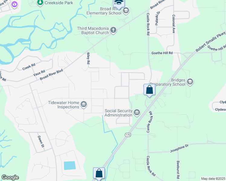 map of restaurants, bars, coffee shops, grocery stores, and more near 22 Pennyroyal Way in Beaufort