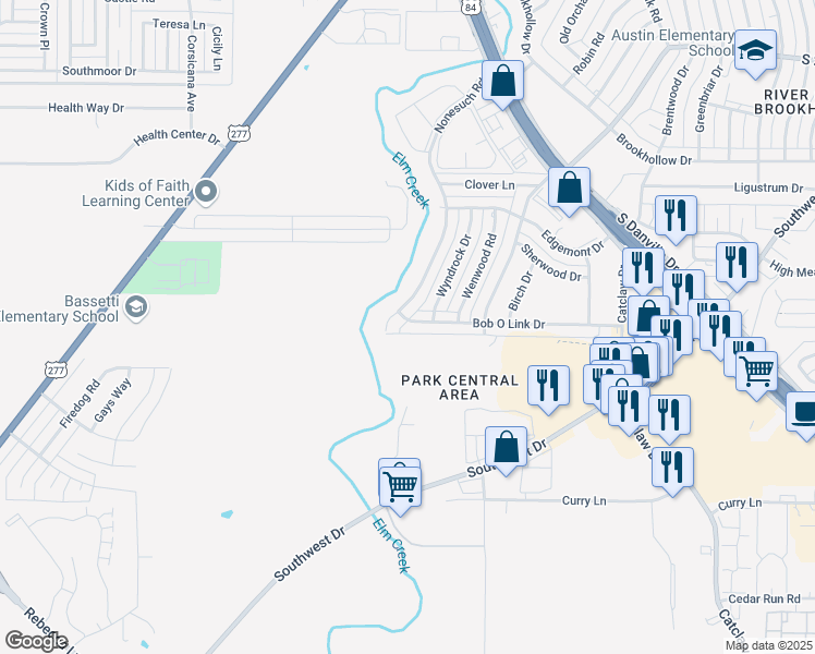 map of restaurants, bars, coffee shops, grocery stores, and more near 4825 Bob O Link Drive in Abilene