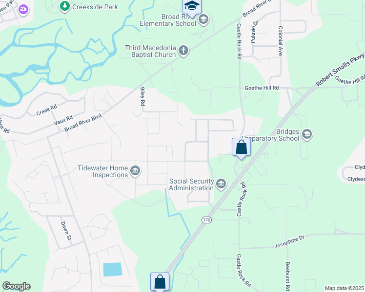 map of restaurants, bars, coffee shops, grocery stores, and more near 20 Pennyroyal Way in Beaufort