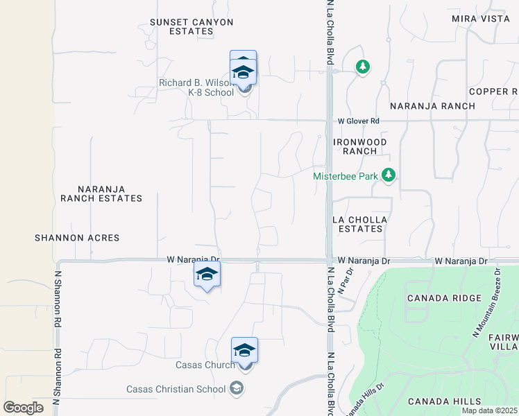 map of restaurants, bars, coffee shops, grocery stores, and more near 2286 West Azure Creek Loop in Oro Valley