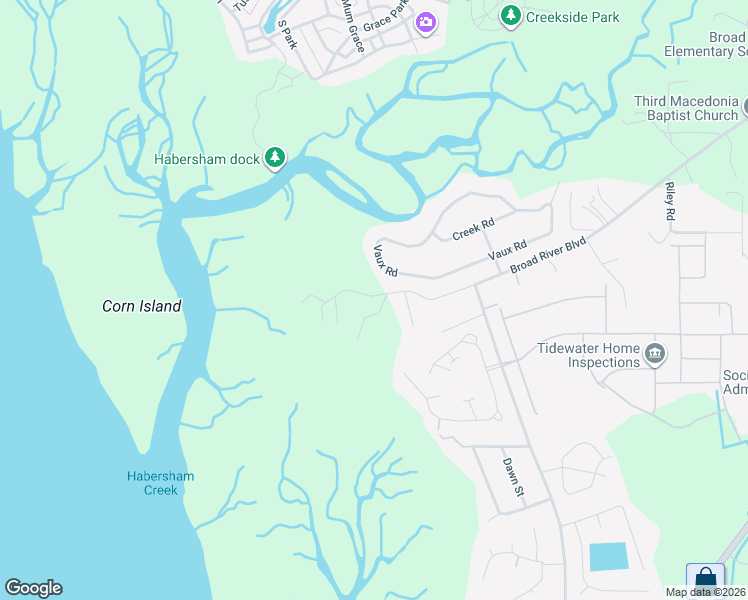 map of restaurants, bars, coffee shops, grocery stores, and more near 9 Inwood Plantation Drive in Beaufort