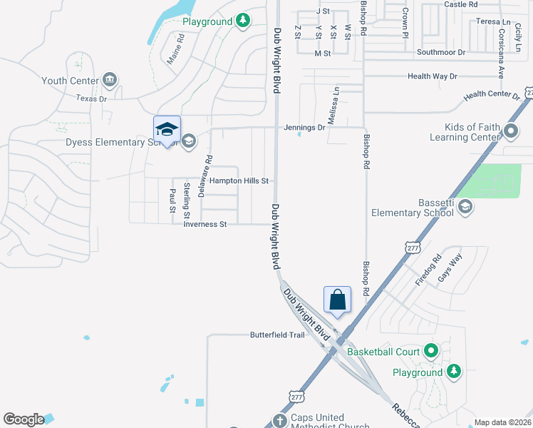 map of restaurants, bars, coffee shops, grocery stores, and more near 6565 Inverness Street in Abilene