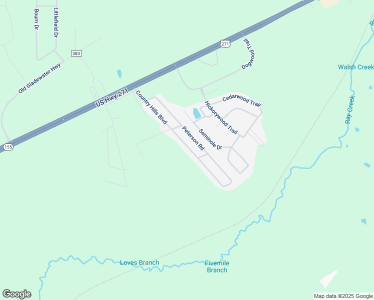 map of restaurants, bars, coffee shops, grocery stores, and more near 10345 Country Hills Boulevard in Tyler