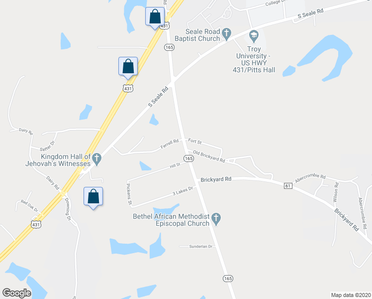 map of restaurants, bars, coffee shops, grocery stores, and more near 57 Alabama 165 in Phenix City