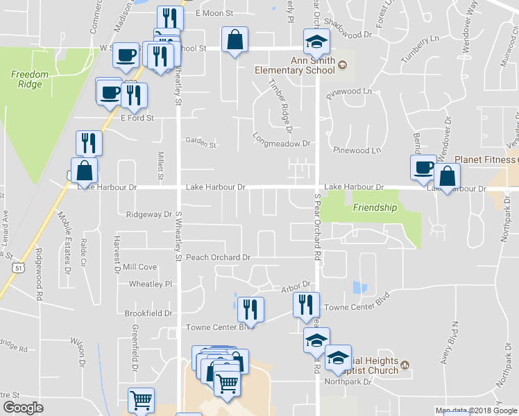 map of restaurants, bars, coffee shops, grocery stores, and more near 407 Friday Harbour in Ridgeland