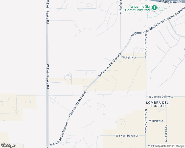 map of restaurants, bars, coffee shops, grocery stores, and more near 5000 West Camino De Manana in Tucson