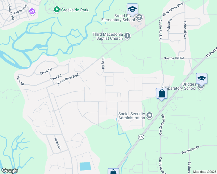 map of restaurants, bars, coffee shops, grocery stores, and more near 6 Tugaloo Drive in Beaufort