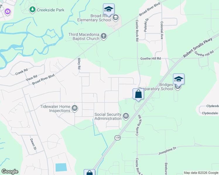 map of restaurants, bars, coffee shops, grocery stores, and more near 7 Enoree Way in Beaufort