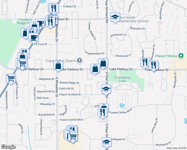 map of restaurants, bars, coffee shops, grocery stores, and more near 578 Boardwalk Boulevard in Ridgeland