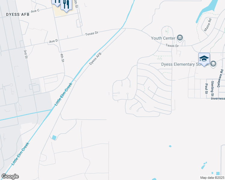 map of restaurants, bars, coffee shops, grocery stores, and more near 204 Washington Loop in Abilene