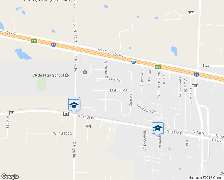 map of restaurants, bars, coffee shops, grocery stores, and more near 2426 Malivar Road in Clyde