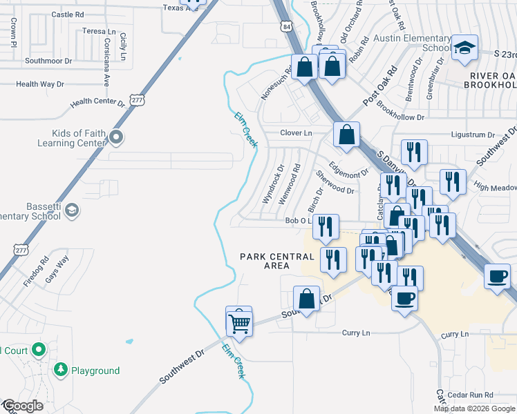 map of restaurants, bars, coffee shops, grocery stores, and more near 3209 Nonesuch Road in Abilene