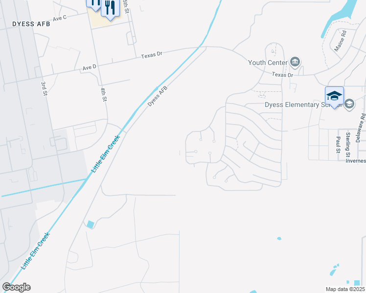 map of restaurants, bars, coffee shops, grocery stores, and more near 204 Washington Loop in Abilene