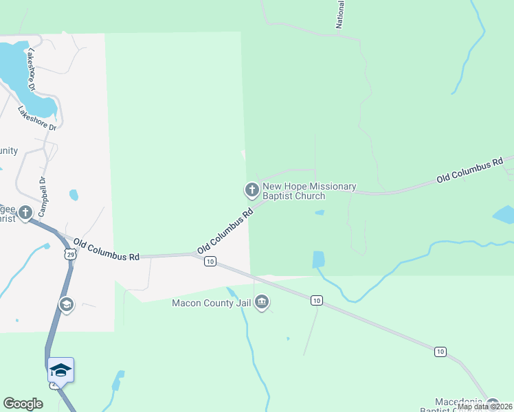 map of restaurants, bars, coffee shops, grocery stores, and more near 2876 Old Columbus Road in Tuskegee