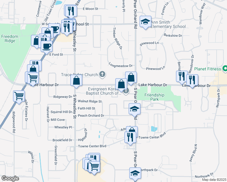 map of restaurants, bars, coffee shops, grocery stores, and more near 515 Boardwalk Boulevard in Ridgeland
