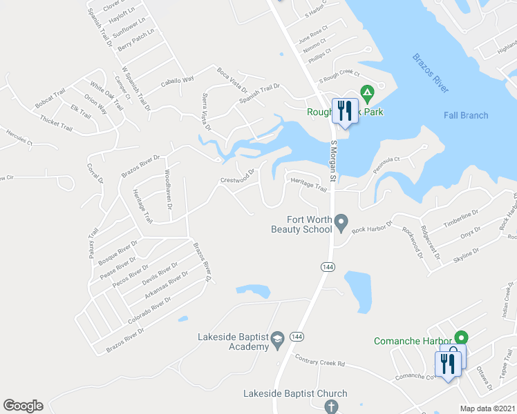 map of restaurants, bars, coffee shops, grocery stores, and more near 2508 Lomo Alto Court in Granbury