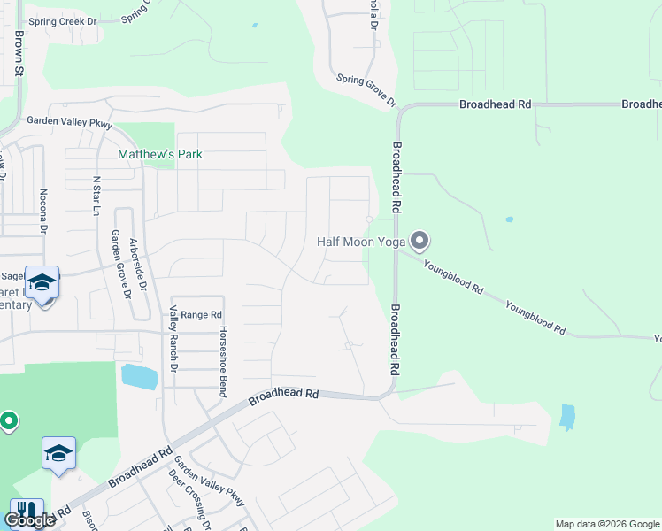 map of restaurants, bars, coffee shops, grocery stores, and more near 5100 April Lane in Waxahachie
