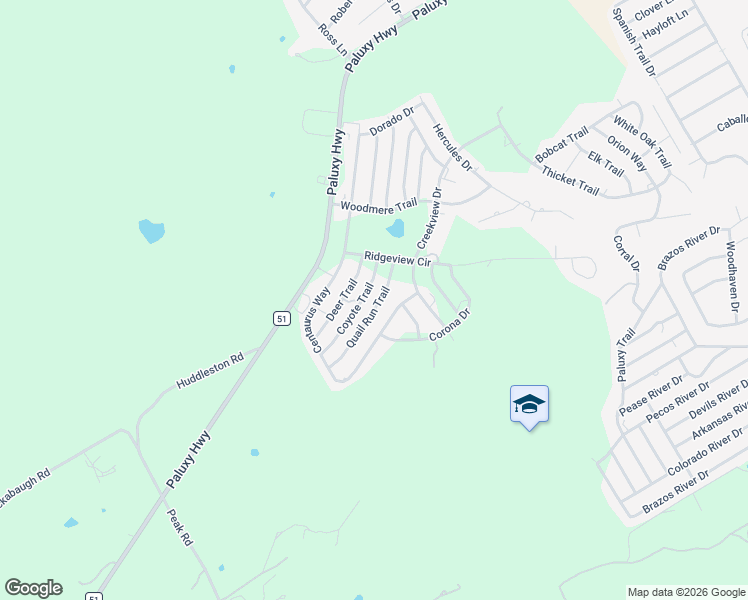 map of restaurants, bars, coffee shops, grocery stores, and more near 2528 Quail Run Trail in Granbury