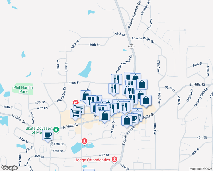 map of restaurants, bars, coffee shops, grocery stores, and more near 5126 24th Place in Meridian