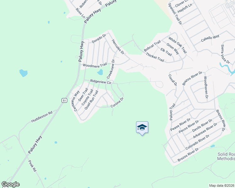 map of restaurants, bars, coffee shops, grocery stores, and more near 2601 Aurora Avenue in Granbury