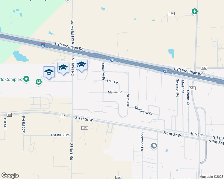 map of restaurants, bars, coffee shops, grocery stores, and more near 2426 Malivar Road in Clyde