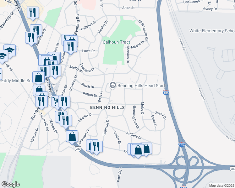 map of restaurants, bars, coffee shops, grocery stores, and more near 190 Munson Drive in Columbus
