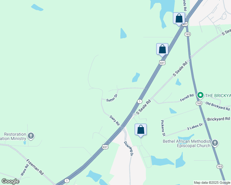 map of restaurants, bars, coffee shops, grocery stores, and more near 8-16 Setter Drive in Phenix City