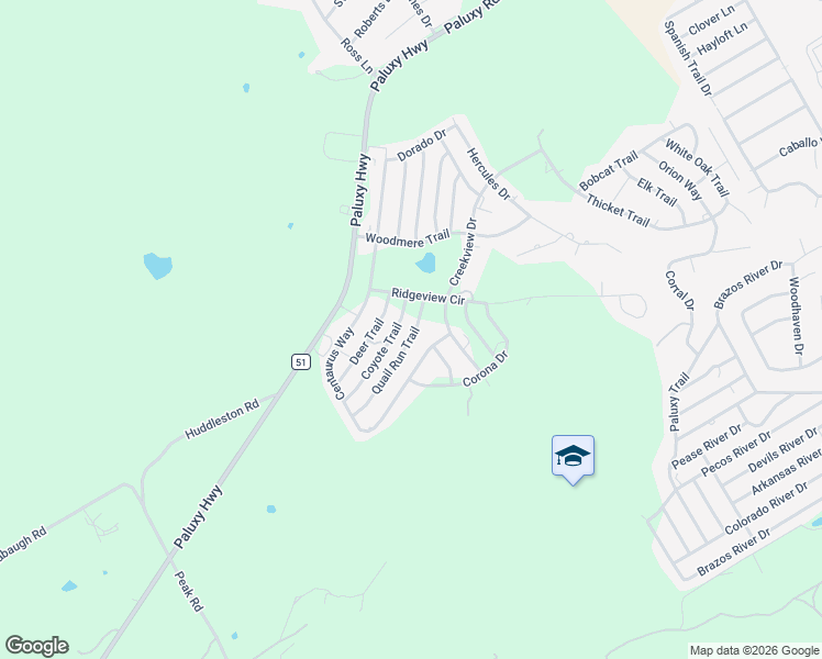 map of restaurants, bars, coffee shops, grocery stores, and more near 2518 Quail Run Trail in Granbury