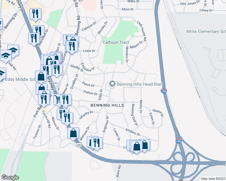 map of restaurants, bars, coffee shops, grocery stores, and more near 190 Munson Drive in Columbus