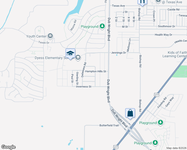 map of restaurants, bars, coffee shops, grocery stores, and more near 6610 Dundee Street in Abilene