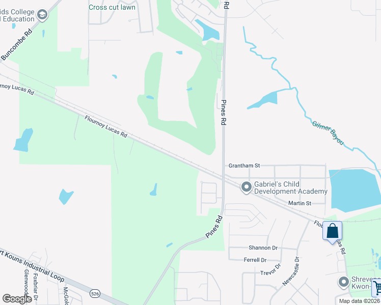 map of restaurants, bars, coffee shops, grocery stores, and more near 6079 Flournoy Lucas Road in Shreveport