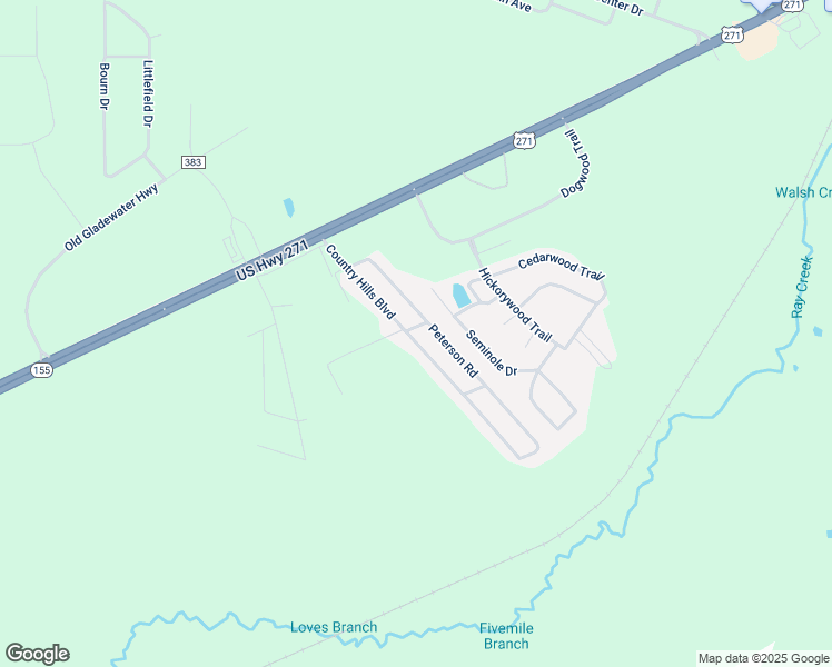 map of restaurants, bars, coffee shops, grocery stores, and more near 10396 Country Hills Boulevard in Tyler