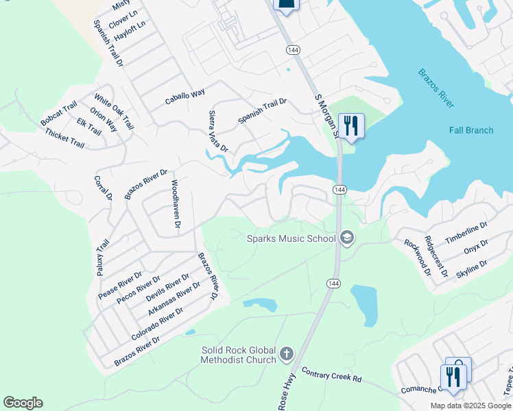map of restaurants, bars, coffee shops, grocery stores, and more near 2508 Lomo Alto Court in Granbury