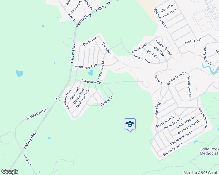 map of restaurants, bars, coffee shops, grocery stores, and more near 2601 Aurora Avenue in Granbury