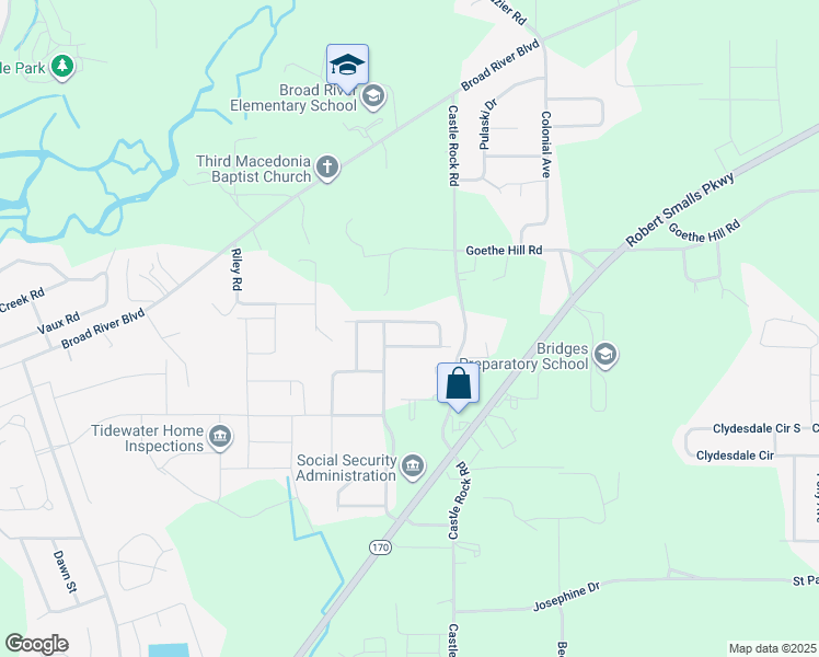 map of restaurants, bars, coffee shops, grocery stores, and more near 23 Cedar Creek Circle in Beaufort