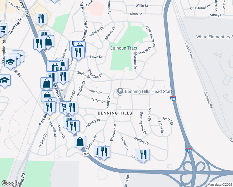 map of restaurants, bars, coffee shops, grocery stores, and more near 191 Munson Drive in Columbus