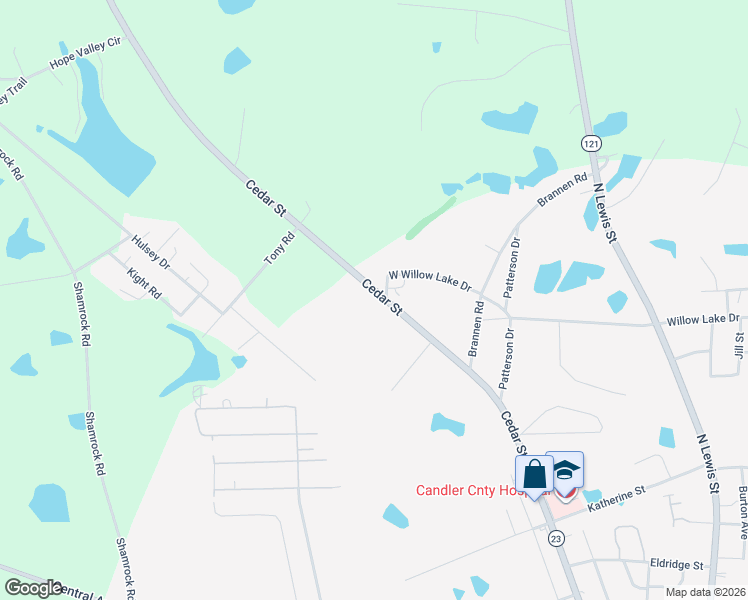 map of restaurants, bars, coffee shops, grocery stores, and more near 1005 Cedar Street in Metter