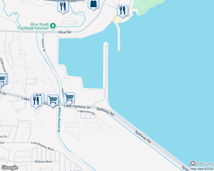 map of restaurants, bars, coffee shops, grocery stores, and more near 27 Breakers Lane in Ridgeland