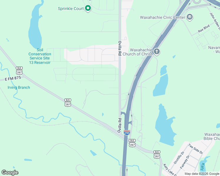 map of restaurants, bars, coffee shops, grocery stores, and more near 303 Ovilla Road in Waxahachie