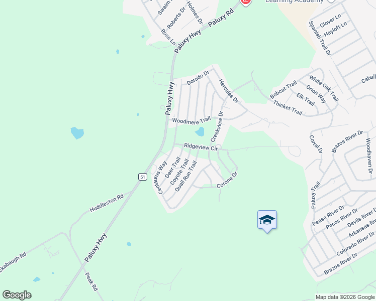 map of restaurants, bars, coffee shops, grocery stores, and more near 1618 Ridgeview Circle in Granbury