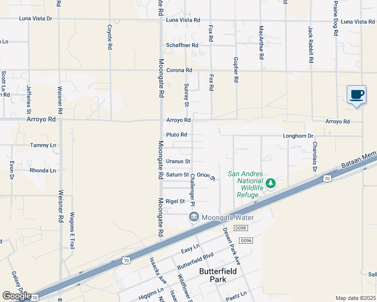 map of restaurants, bars, coffee shops, grocery stores, and more near 9401-9501 Neptune Street in Las Cruces