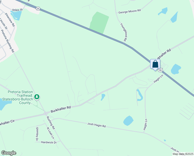 map of restaurants, bars, coffee shops, grocery stores, and more near 512 Whistlestop Circle in Statesboro