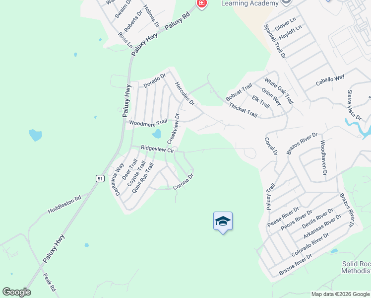 map of restaurants, bars, coffee shops, grocery stores, and more near 1502 Ridgeview Circle in Granbury