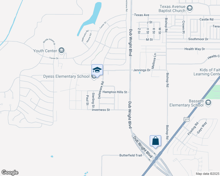 map of restaurants, bars, coffee shops, grocery stores, and more near 6617 Sutherland Street in Abilene