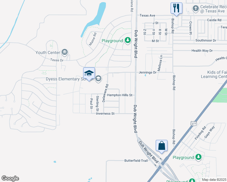 map of restaurants, bars, coffee shops, grocery stores, and more near 6625 Sutherland Street in Abilene