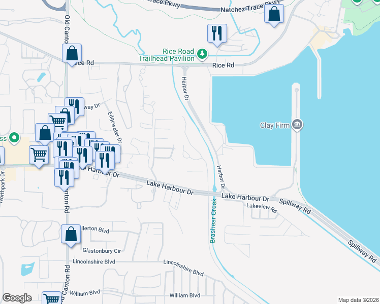 map of restaurants, bars, coffee shops, grocery stores, and more near 7012 Copper Cove in Ridgeland
